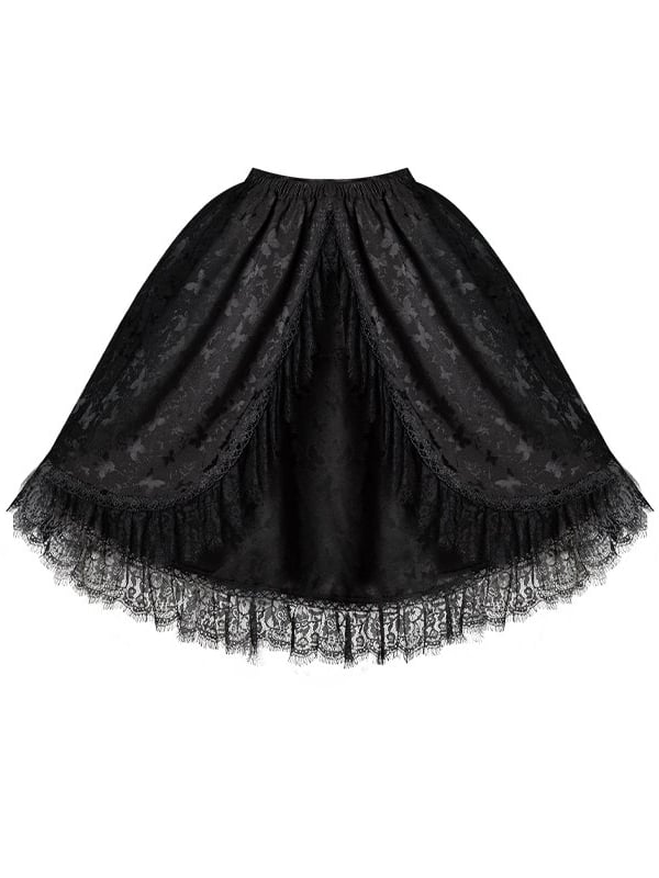 with Waist Black Lolita Lace Drapery Pattern Butterfly Gothic Accessory Trim