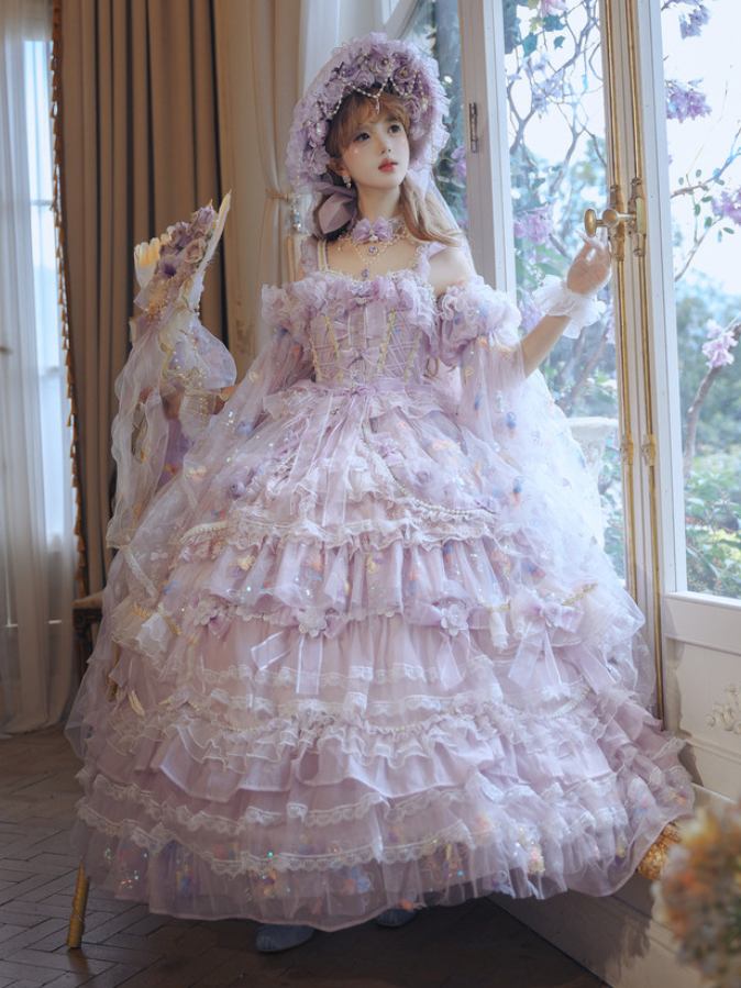 Bead Gorgeous with Sequin Hime Dress Hanayome Plus Length and Accents Floor Sizes Available Lolita Purple