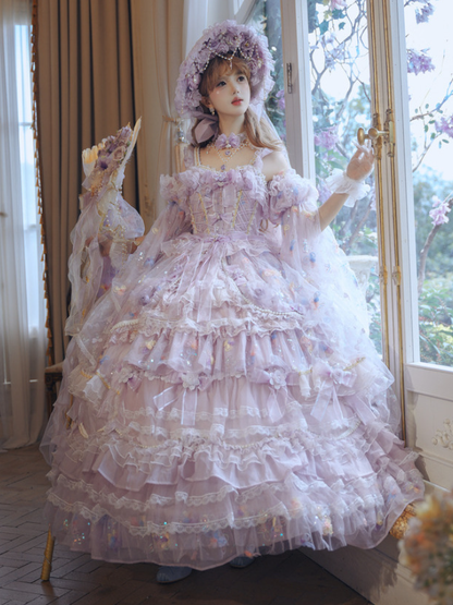 Bead Gorgeous with Sequin Hime Dress Hanayome Plus Length and Accents Floor Sizes Available Lolita Purple