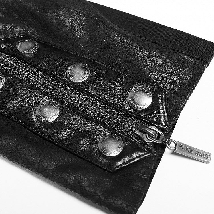 Rubberized Windbreaker Black Faux Punk Leather