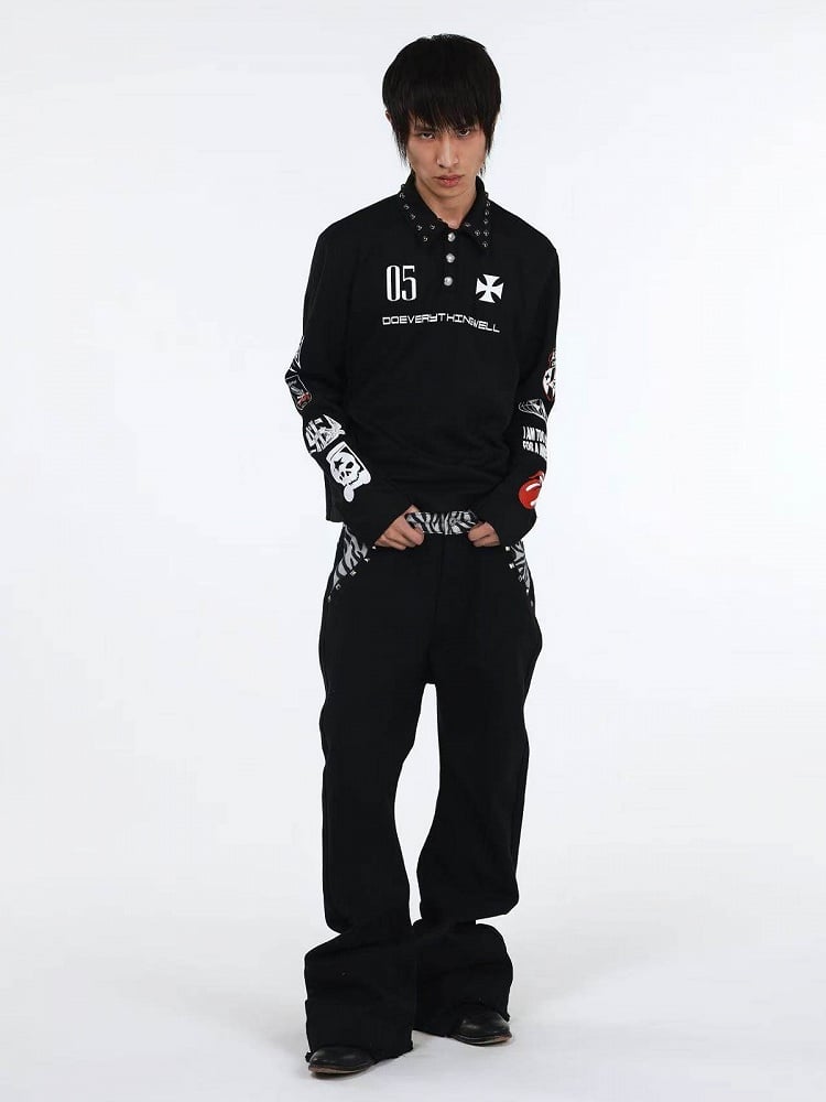 Black Rivet Polo Shirt with Graphic - DETW OnLine
