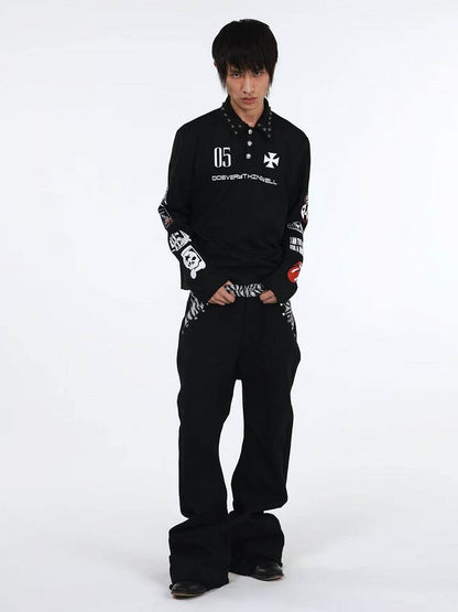 Black Rivet Polo Shirt with Graphic - DETW OnLine