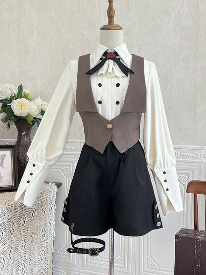 Braune Ouji Fashion Weste mit Umschlagkragen