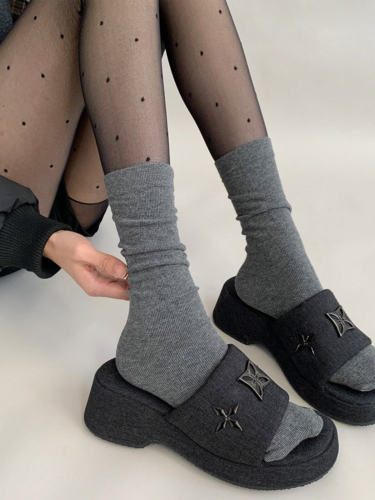 Sparkle Calf Ribbed Slouchy Socks