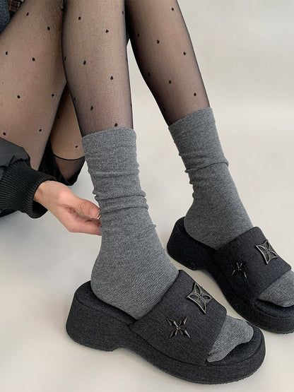Sparkle Calf Ribbed Slouchy Socks