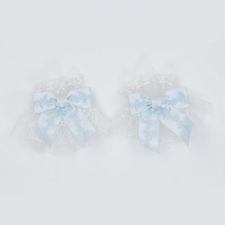 Bowknot Wrist Blue Pink Cuffs Black / Red