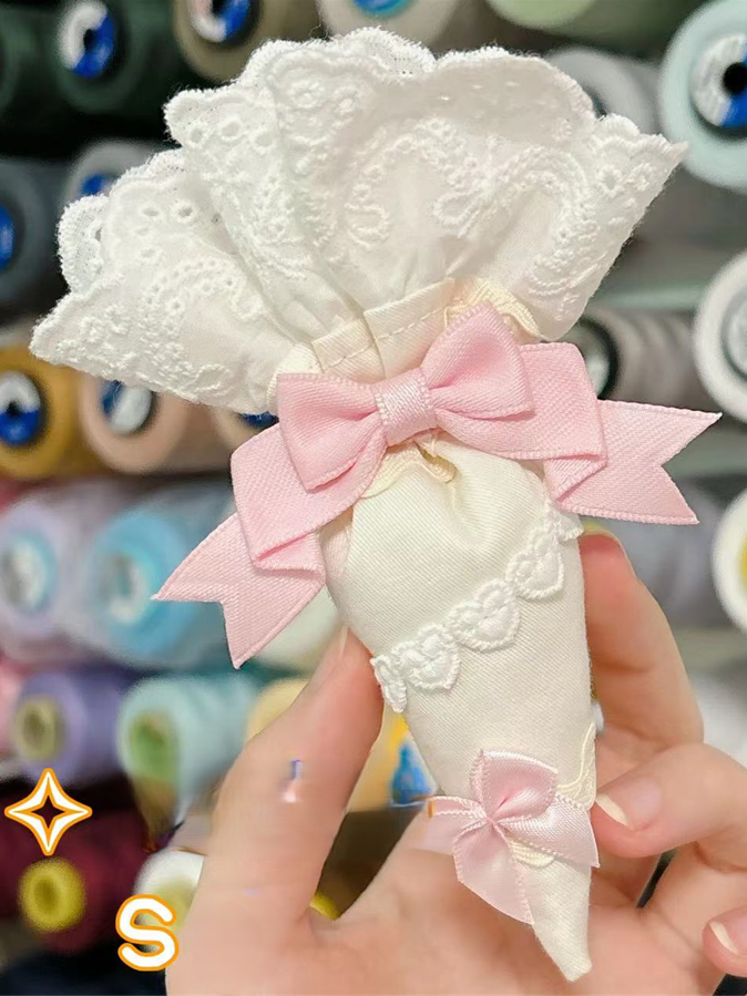 Pastry Yellow Light Lolita Bag–Shaped with Ruffles Bowknots Brooch Lace Piping and