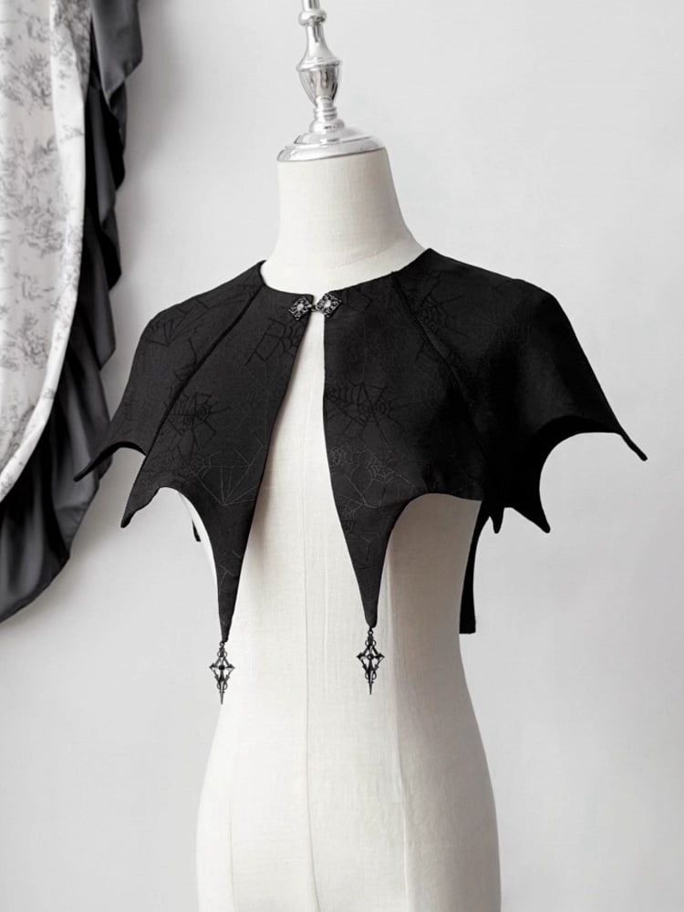 Cape Web Embroidery Black Gothic Halloween Lolita Spider Wing Bat with