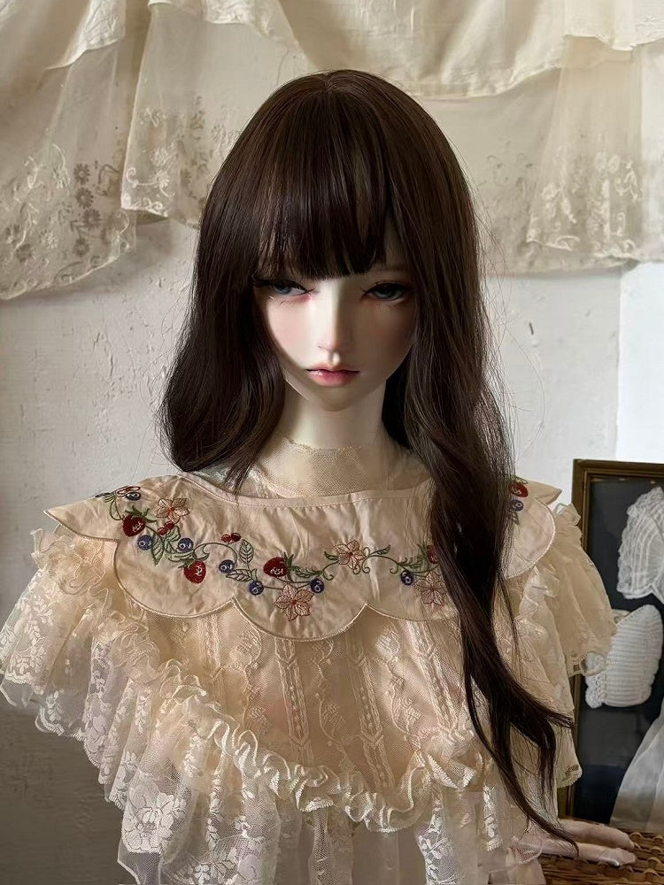 Beige A-Line Dress with Berry Embroidery and Lace Details - Zoncel
