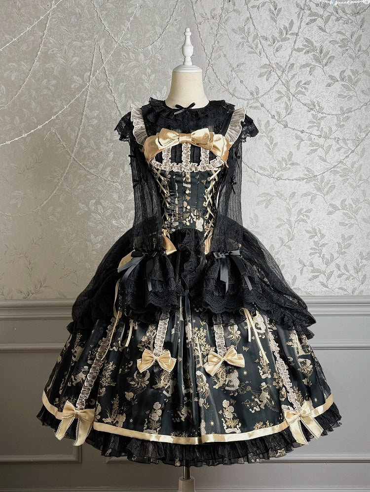 Black Semi-sheer Bowknots Long Sleeves Blouse - Twin Bear Original Design