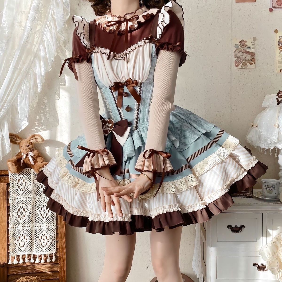 Lolita Hawthorn Berry Mint Chocolate Fluffy Short Puff Dress