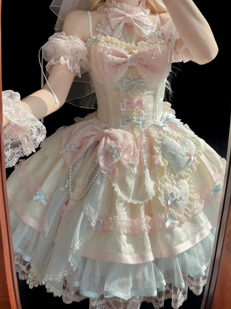 Rainbow Halter Lolita JSK Full Set | Sweetheart Macaron Lolita