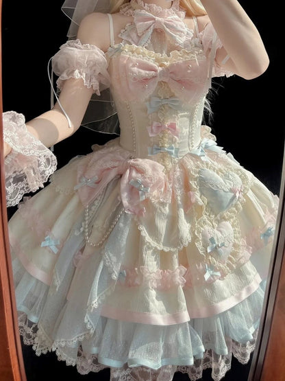 Rainbow Halter Lolita JSK Full Set | Sweetheart Macaron Lolita