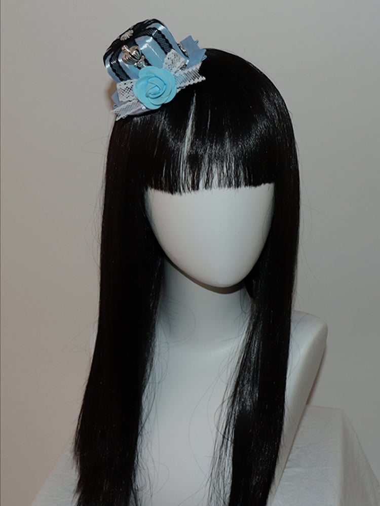 ブルー/ホワイトフローラルクラウンミニとデザイン装飾帽子ラインストーン