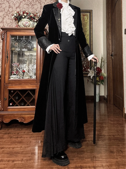 Pleated Ouji Wide-leg Pants High Fashion Chiffon Black Side Panel with Waist