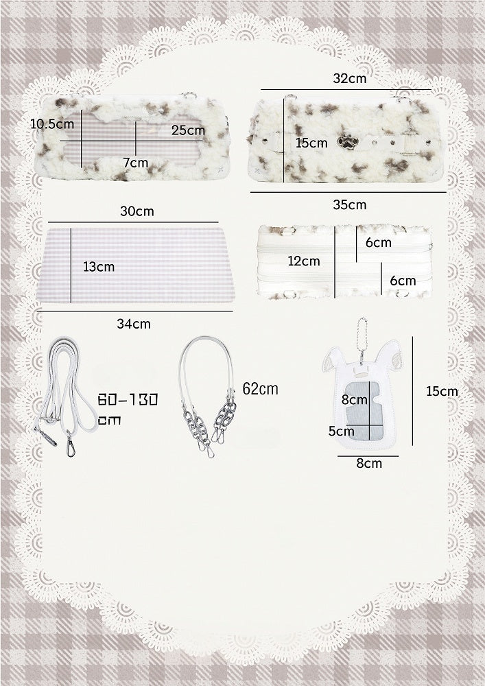 Grey and Blue Plush Ita Bag with Puppy Charm - Daylight