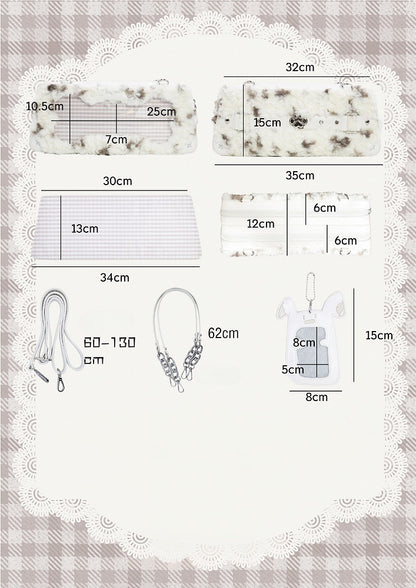 Grey and Blue Plush Ita Bag with Puppy Charm - Daylight
