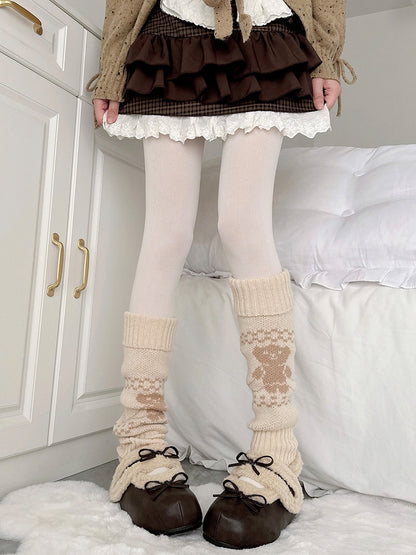 Teddy Bear Warmers Slouchy Light Knit Khaki Leg /