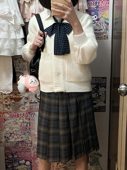 Rosa/weiße süße Strickjacke mit langen Ärmeln