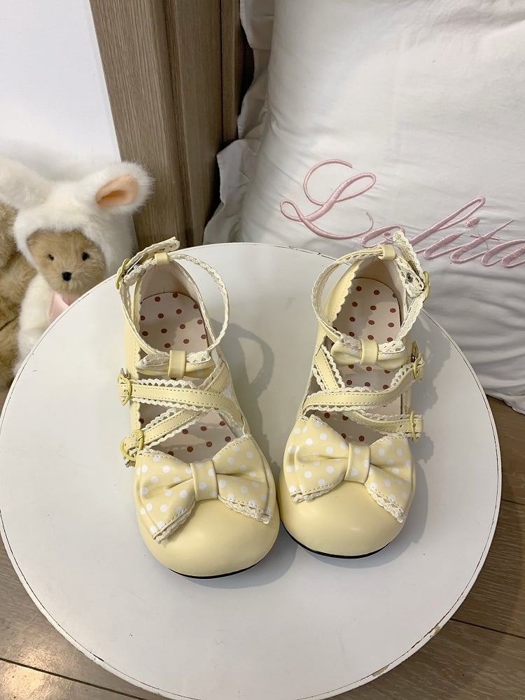 Janes Fastener Heel Mary 2.5cm Round Yellow with Light Toe Sweet Lolita Snap Heart