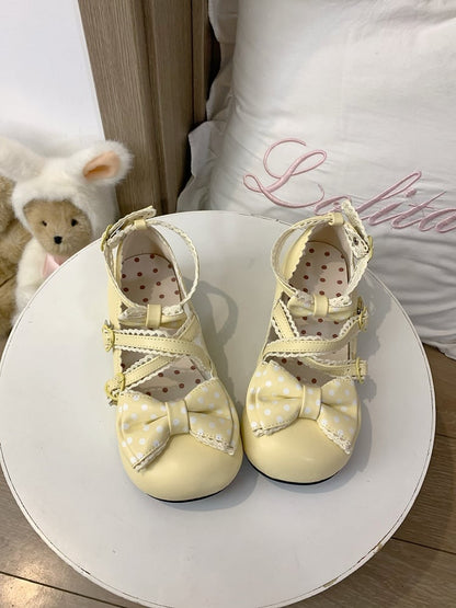 Janes Fastener Heel Mary 2.5cm Round Yellow with Light Toe Sweet Lolita Snap Heart
