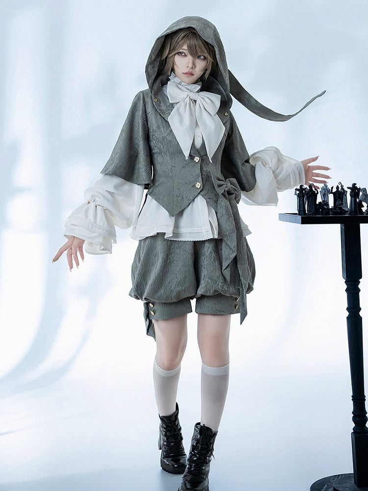 耳付きジャケットフードグレー王子バニーオーバーサイズファッション
