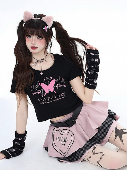 フリースカートベルトウエストピンクスイートティアード