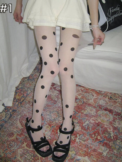 Polka Collection) 12-Style Dot (Vintage Edgy Pantyhose