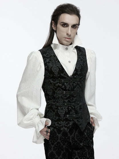 Black Vest Men's Printed Palace Gothic