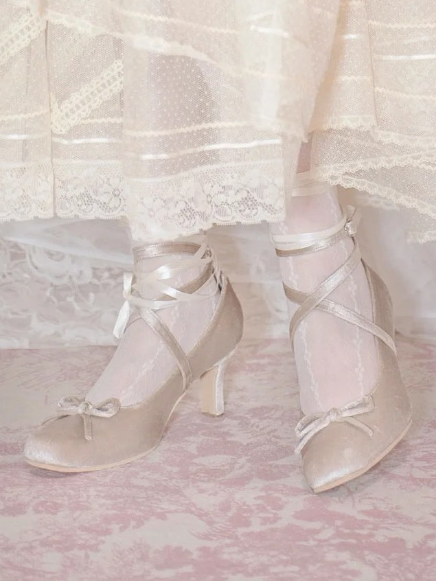Sweet Ballet at Design Lolita Bow Top Champagne Crisscross - Shoes