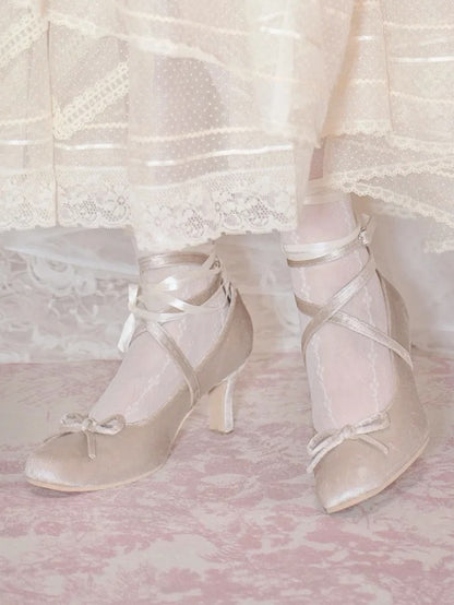 Sweet Ballet at Design Lolita Bow Top Champagne Crisscross - Shoes