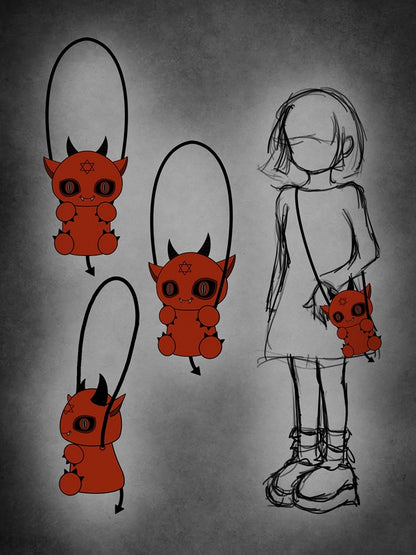 Y2Kぬいぐるみバッグ レッドデビルゴシック