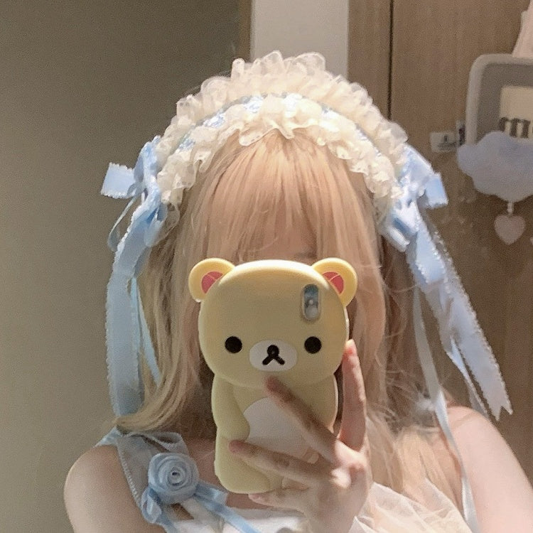 Blue/Pink Hairband Lolita Lace Bow