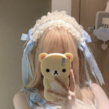 Blue/Pink Hairband Lolita Lace Bow