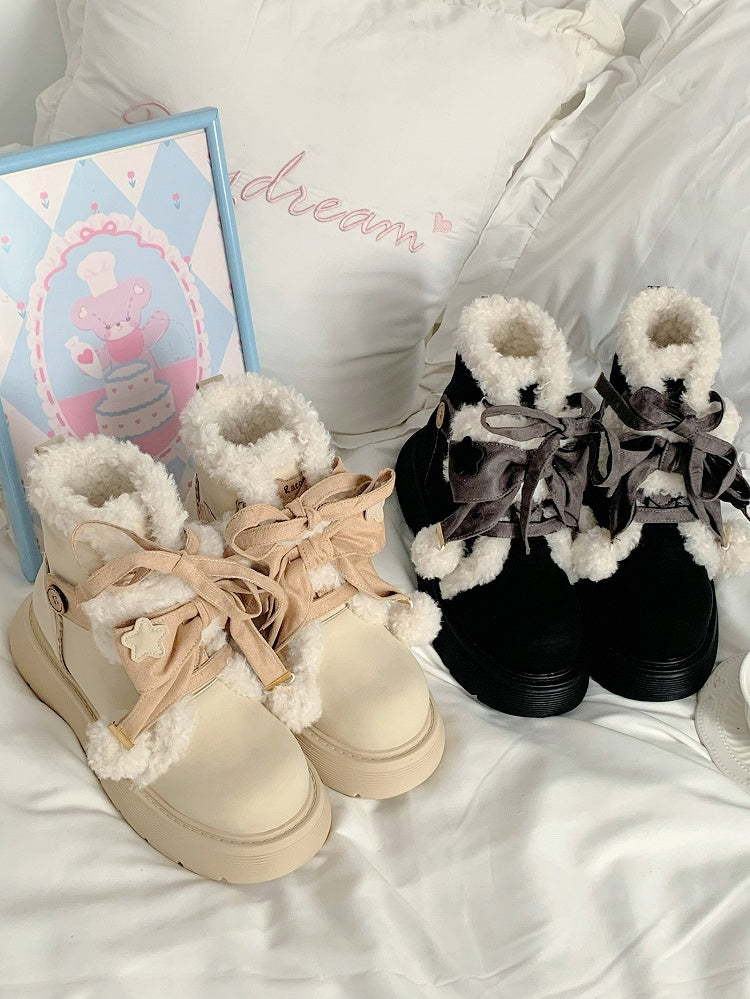 Snug Lining Sweet Fasteners with 5.5cm Gray Height Black in Versatile Boots Lolita