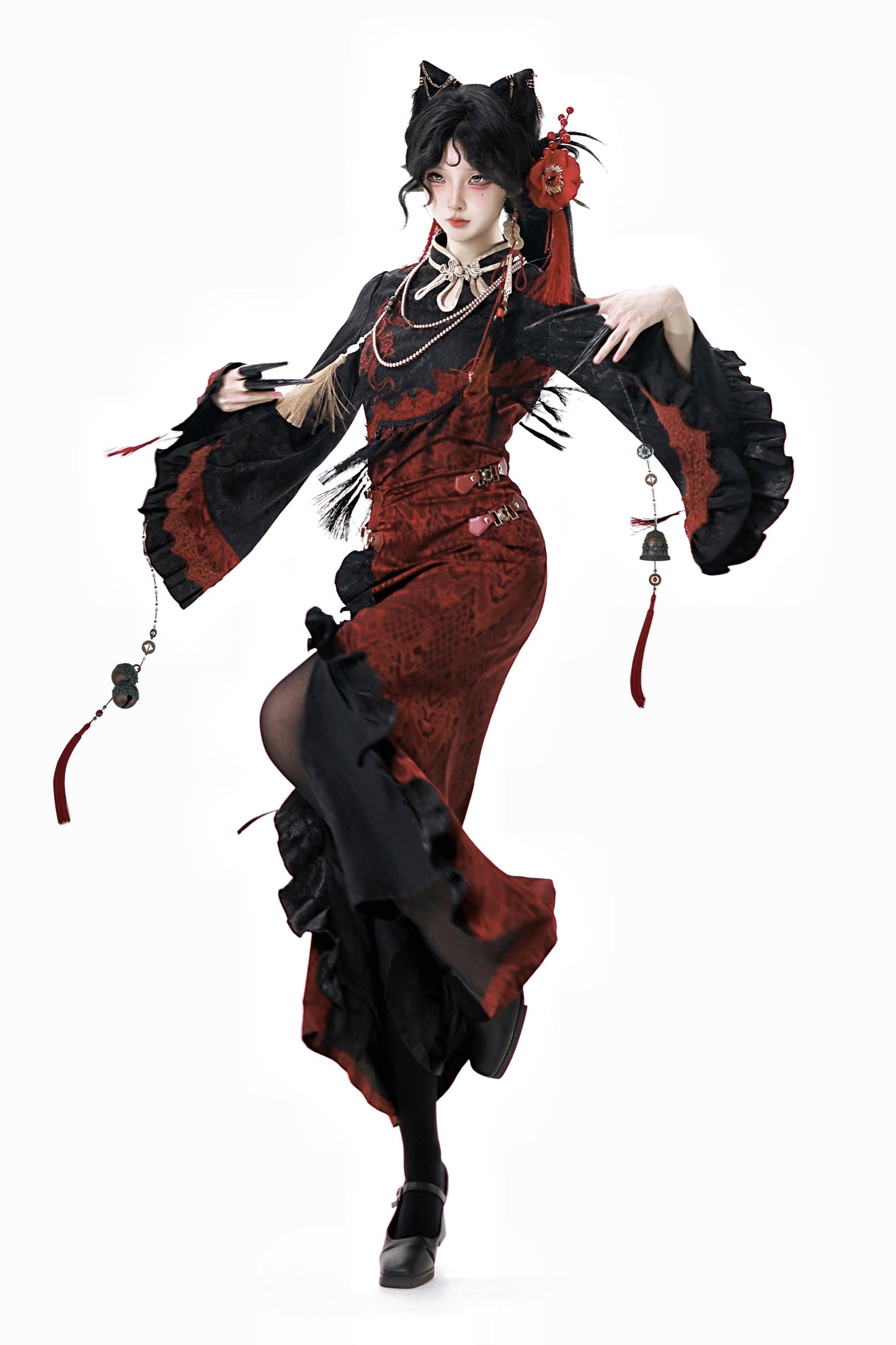 Neu Reservations Style Spirit Red Snake China Kleid