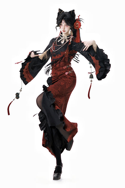 Neu Reservations Style Spirit Red Snake China Kleid