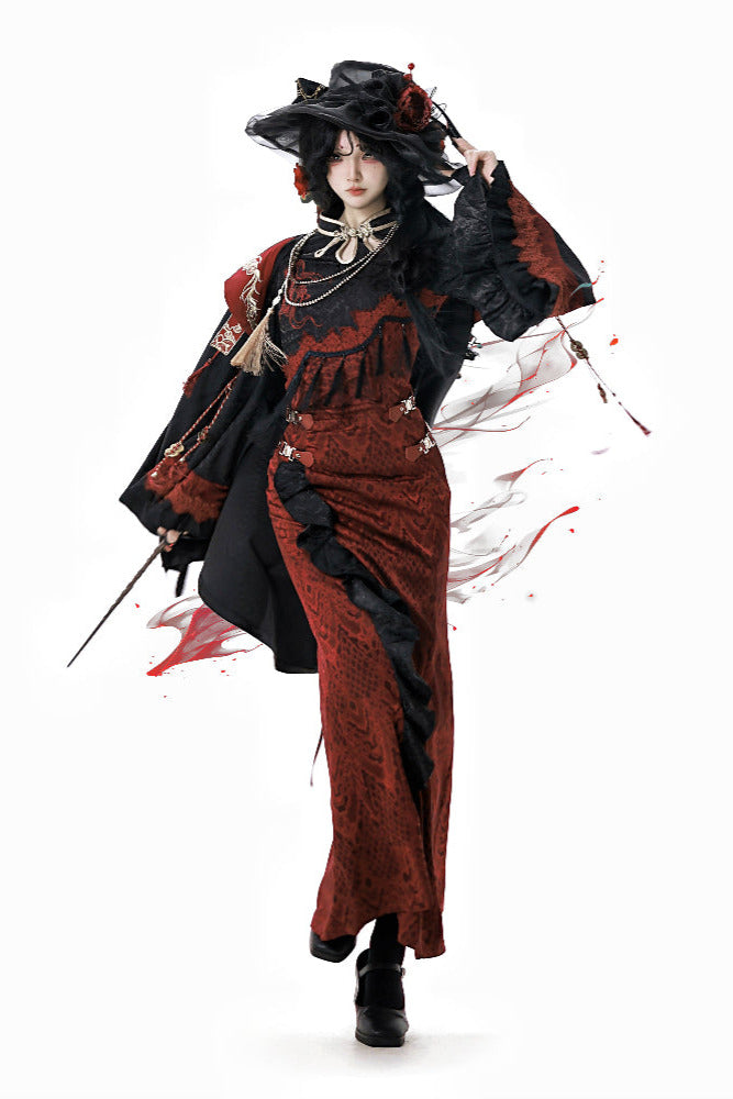 Neu Reservations Style Spirit Red Snake China Kleid