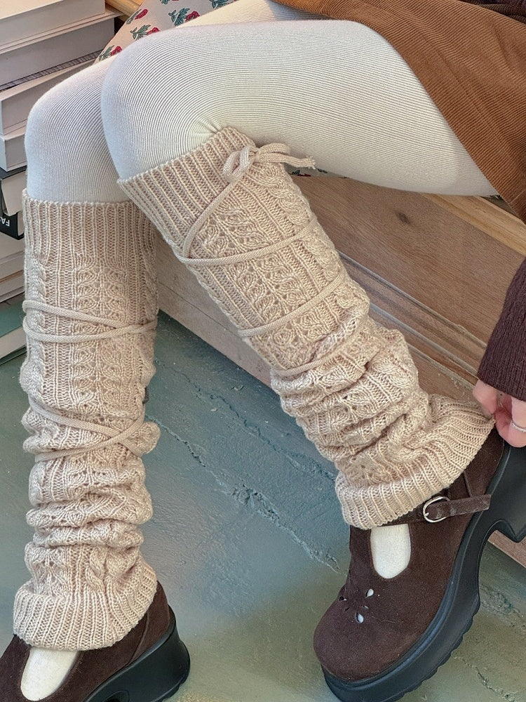 White Y2K Knitted Leg Warmers