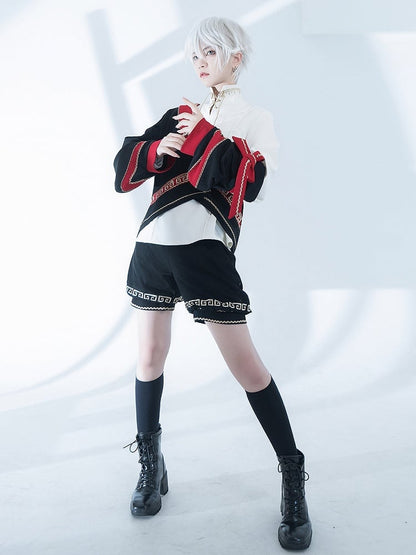 Ouji Asymmetrical Embroidery with a Sleeve Separate Top Chinoiserie