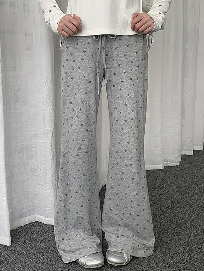 Two Tone Casual Straight Leg Star Print Pants - Solkatt