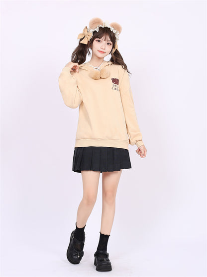 Beige Cute Teddy Bear Hoodie