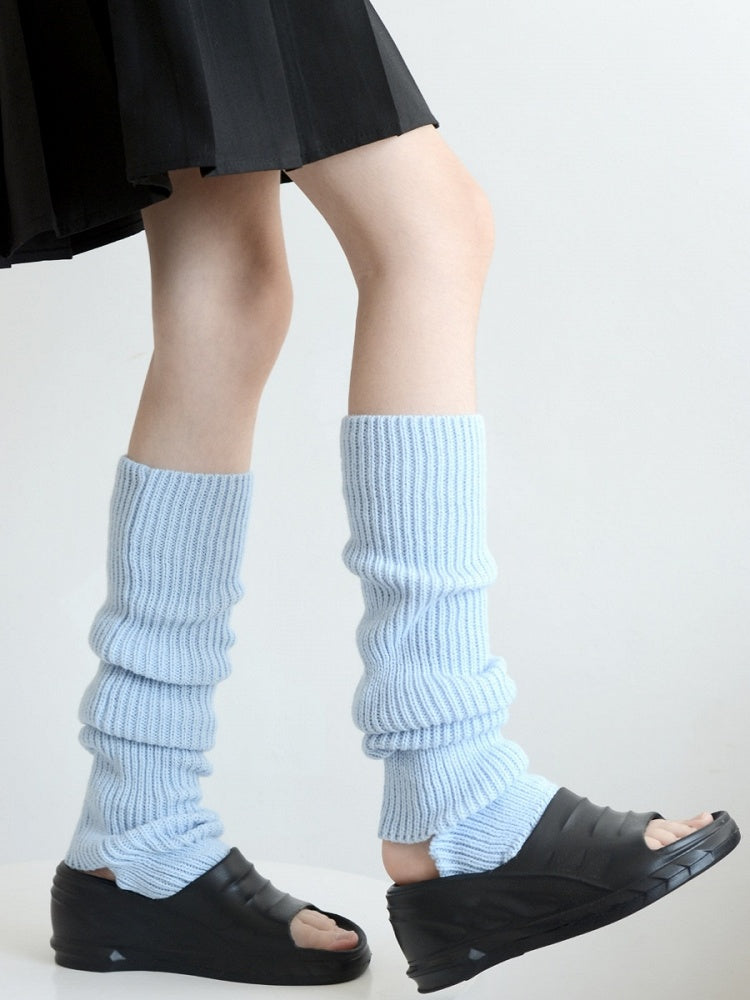 4 Colors Footed Knitted Leg Warmers