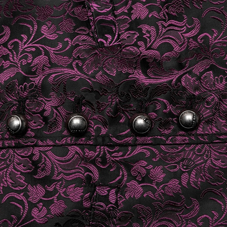 Goth Jacquard Men's Red Black Waistcoat