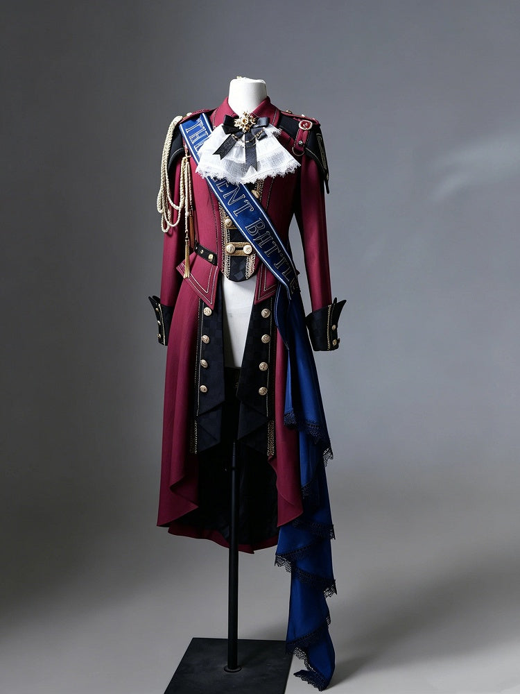 Black & Red Military Coat with Ribbon Set
