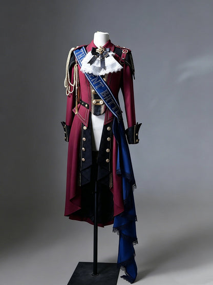 Black & Red Military Coat with Ribbon Set