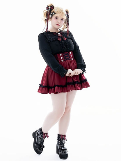 with Built-in Corset Waist Skirt: Style Landmine Cincher Red High