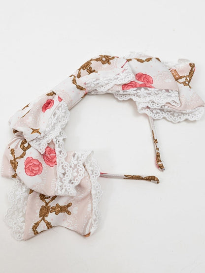 Bow KC Lolita Lace Large Red/Beige/Dark Sweet with Blue Details