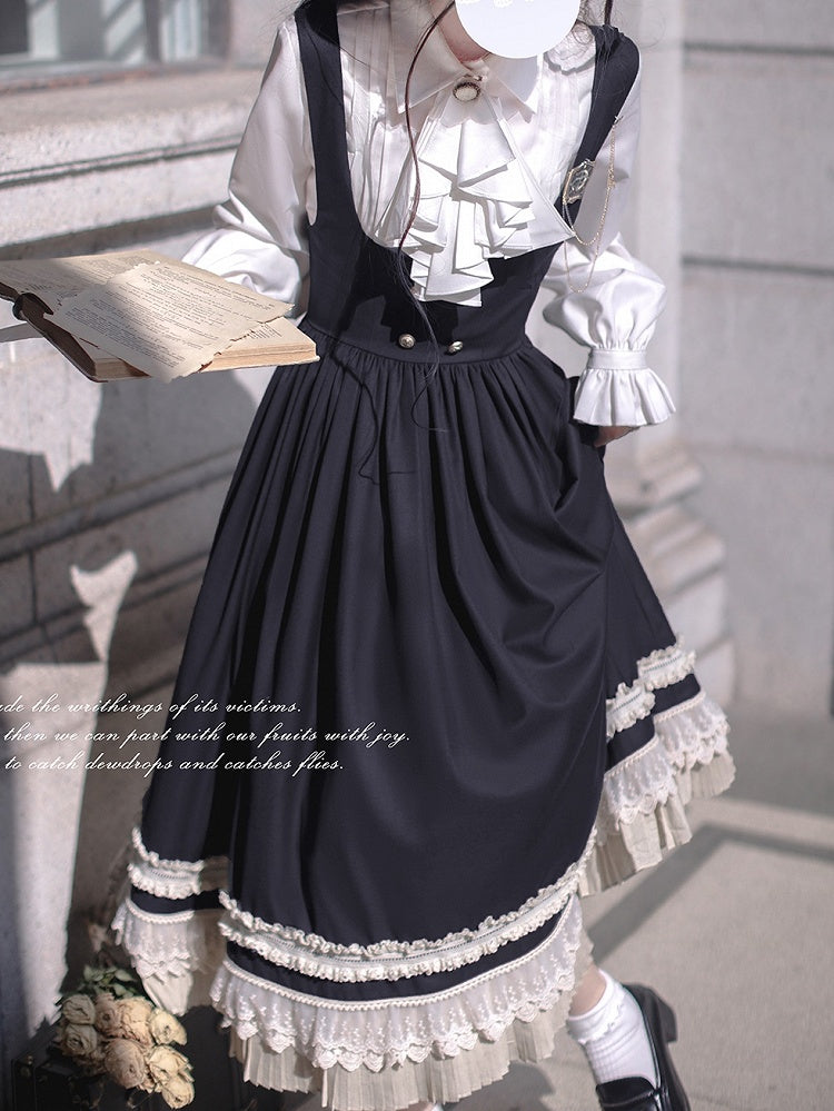 White Bishop Sleeves Blouse Details with Pleating