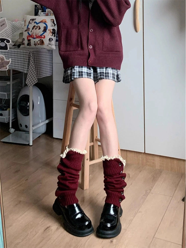 Knit Button Lace Leg Warmers - Sweet Lolita & Fairy Kei Accessory, 5 Colors